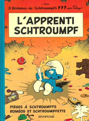 Couverture de l'album Les Schtroumpfs - 7. L'Apprenti Schtroumpf - Pièges à Schtroumpfs - Roméos et Schtroumpfette