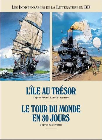 Couverture de l'album Les indispensables de la littérature en BD (France Loisirs) - 1. L'île au trésor / Le tour du monde en 80 jours