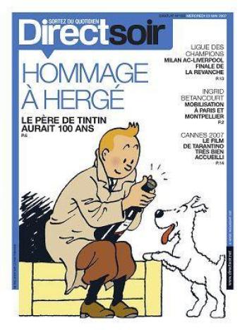 Couverture de l'album Tintin (Divers et HS) - HS. Hommage à Hergé - Direct Soir